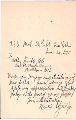Letter to Ashley Trimble Cole